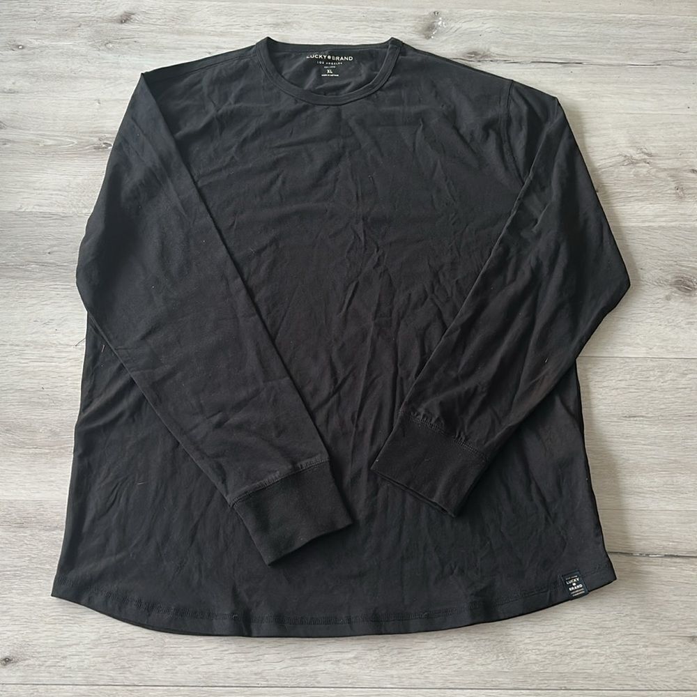 Lucky Brand Crew Neck Men's LS Shirt Black XL NWOT